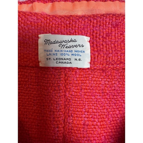 Madawaska Weavers Wool Skirt Geometric Waistband Slit Knee Length SZ M